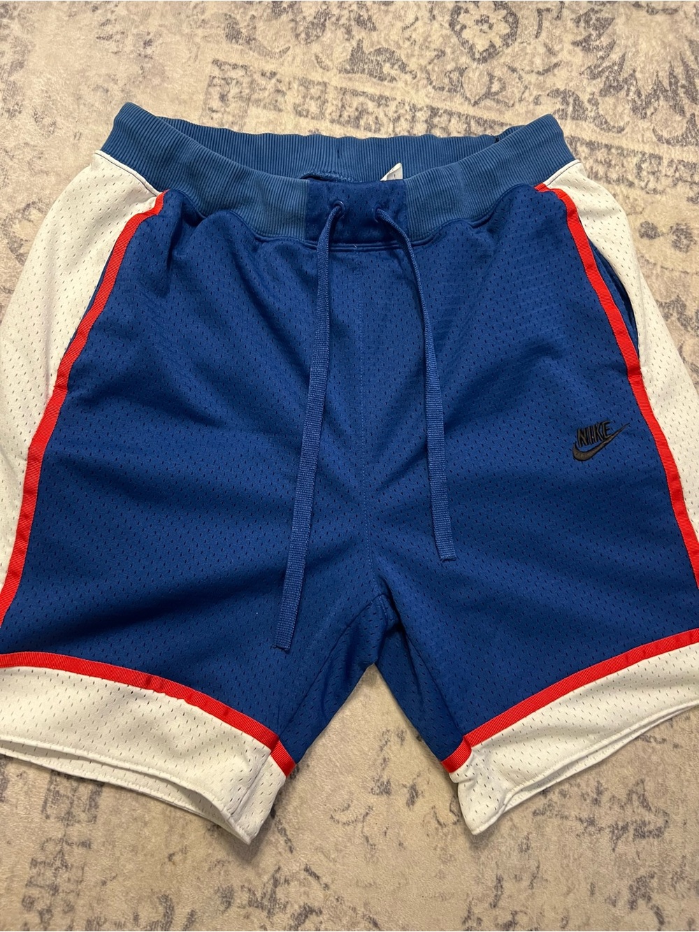 Nike Men’s Royal Blue Athletic Shorts with White Panels and Red Trim